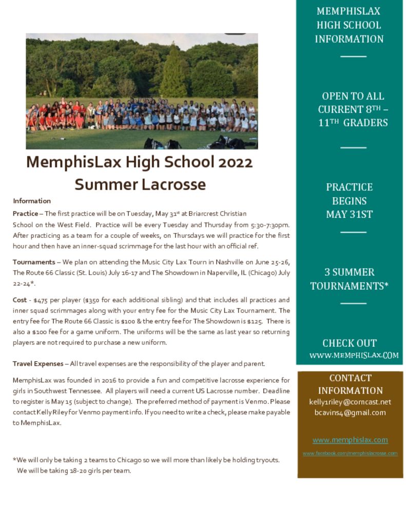 thumbnail of MemphisLax High School 2022 Flier